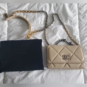 Chanel 19 WOC Beige Quilted Crossbody Bag